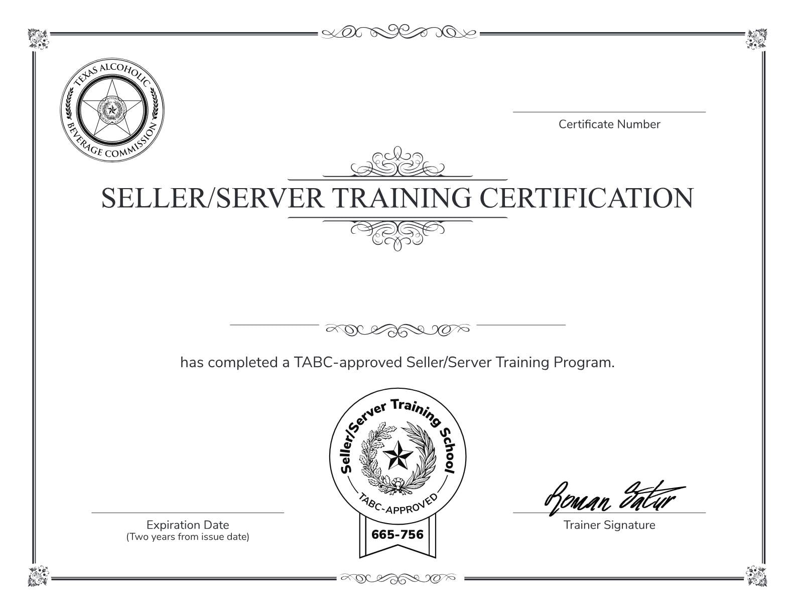 School 665-756 New Trainee Certificate