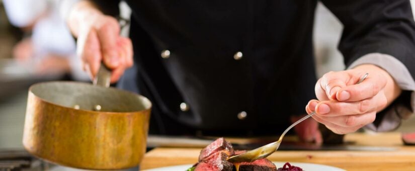 Chef prepares steak with the reight temperature.