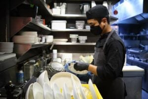 Restaurant Worker Washing Dishes Knows What Cannot Be Used To Dry Utensils