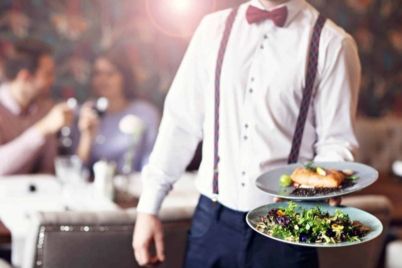 Waiter With Two Plates Got Online Certifications for TABC and TX Food Handlers