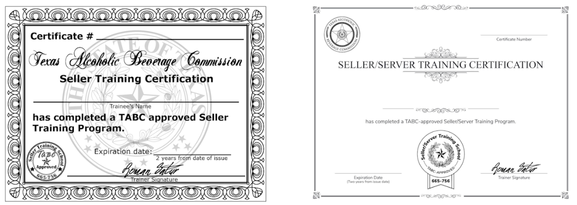 old-tabc-certificate-vs-new certificate